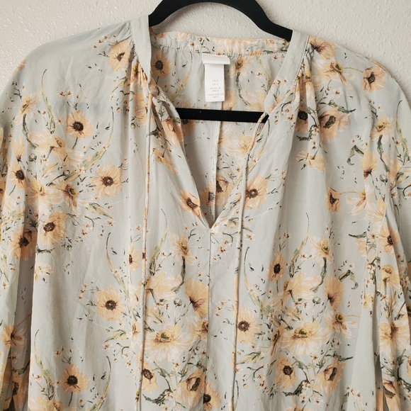 H&M Mint Green Sunflower Boho Flowy Tunic Dress Womens 6 - Picture 3 of 10